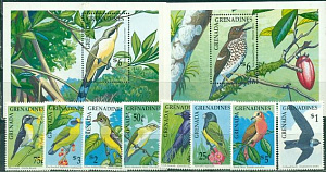 Гренада и Гренадины, 1990, Птицы. 8 марок + 2 блока